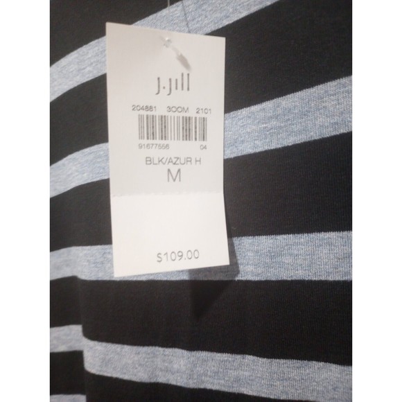 J.Jill Wearever Black Striped Knit Shift Dress Medium Fleece Lined Gray black - Picture 7 of 7